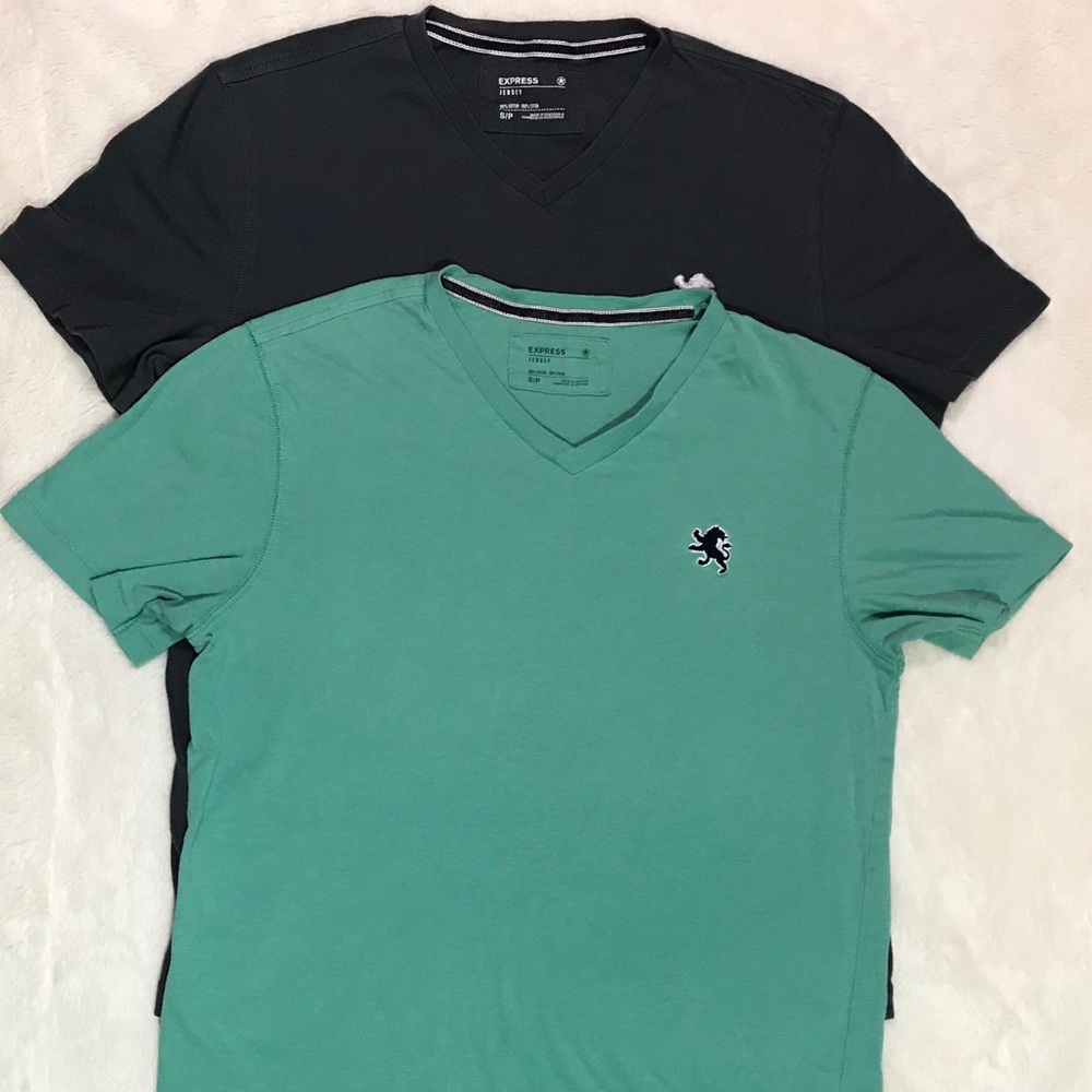 Two Express Stretch V Neck S/P Shirts